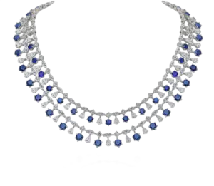 Neck Piece in Multi Shaped White Swarovski Zirconia & Round Shaped Man-Made Sapphires