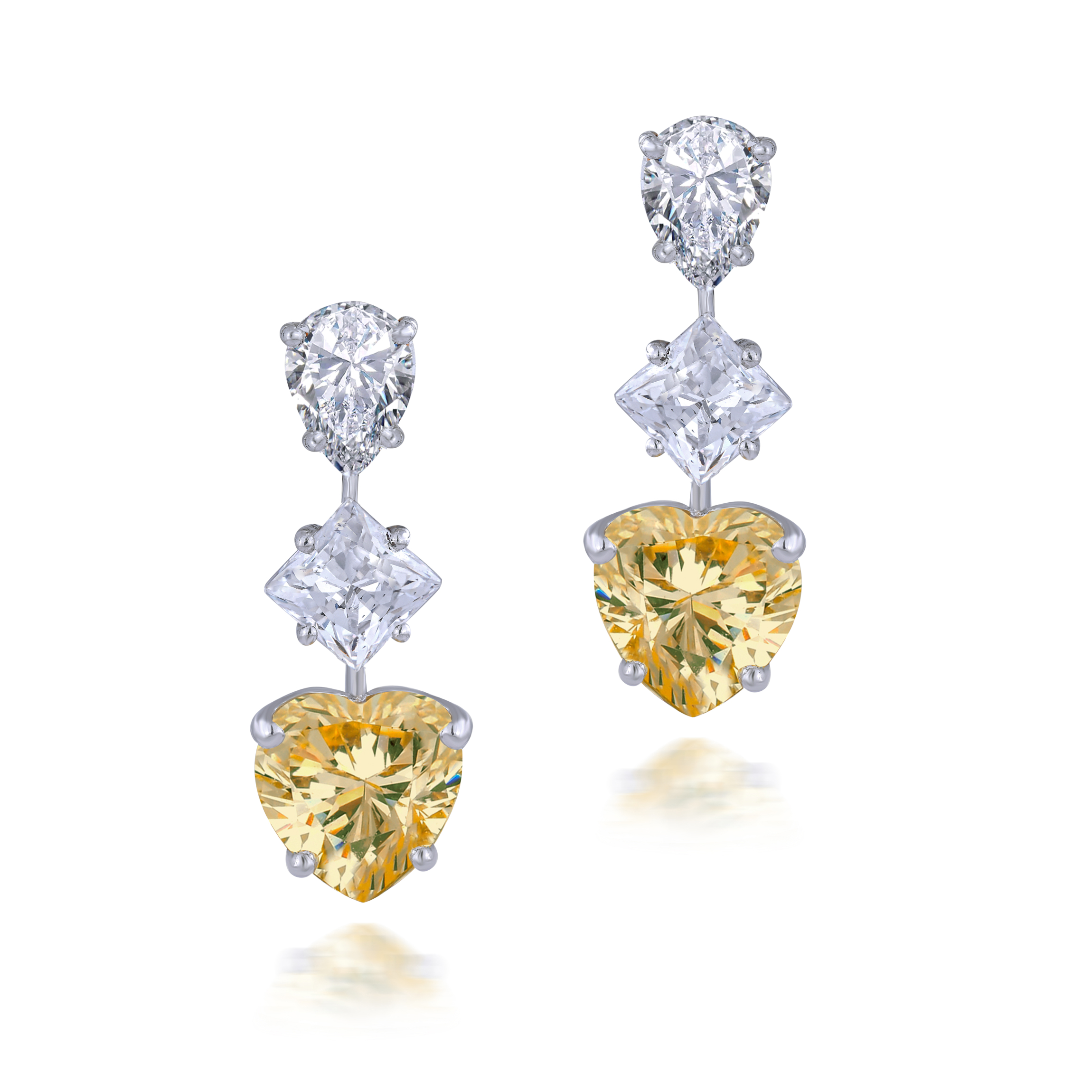 Corporate Earrings in White & Yellow Swarovski Zirconia Stones