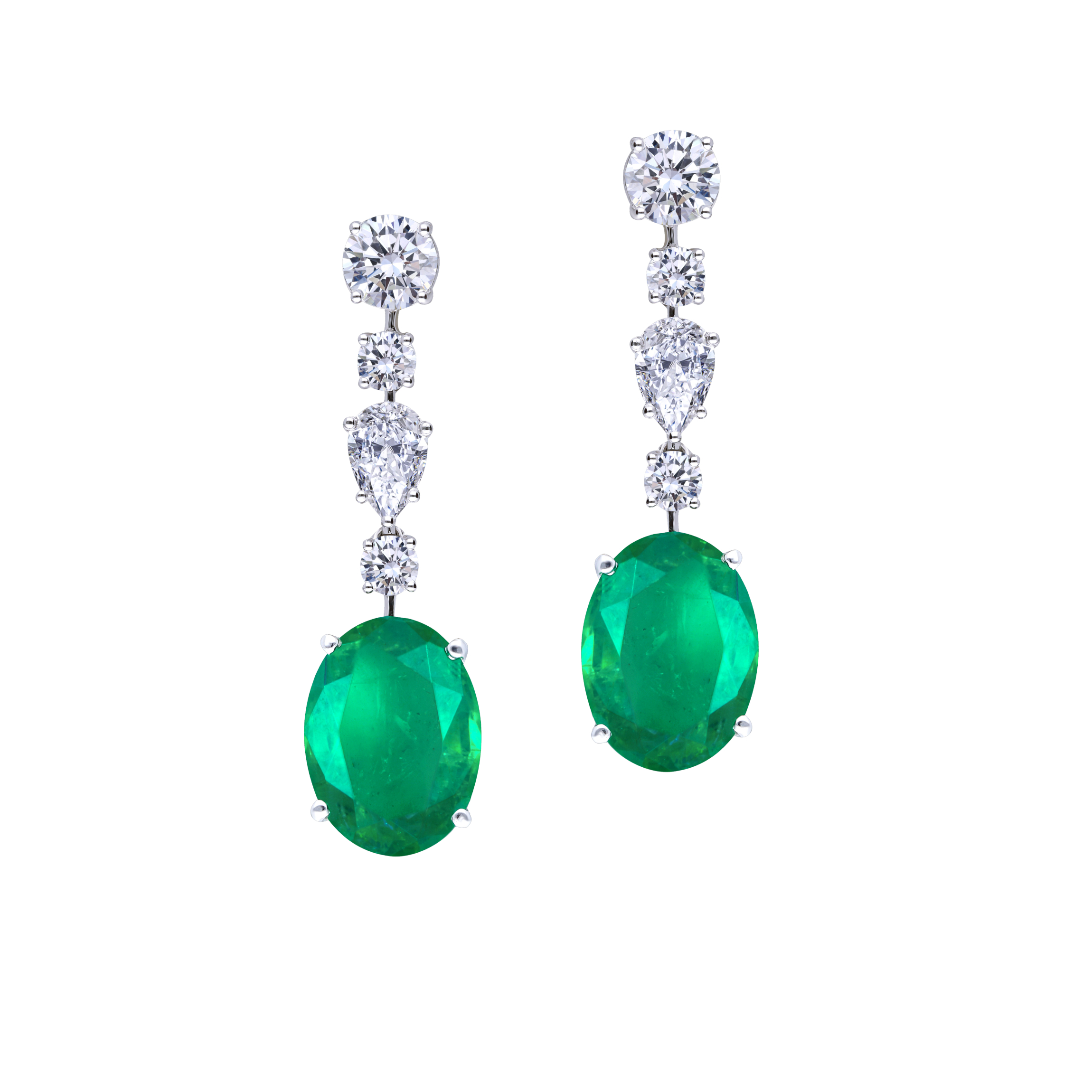 Classic Earrings in White Swarovski Zirconia & Man-Made Emeralds