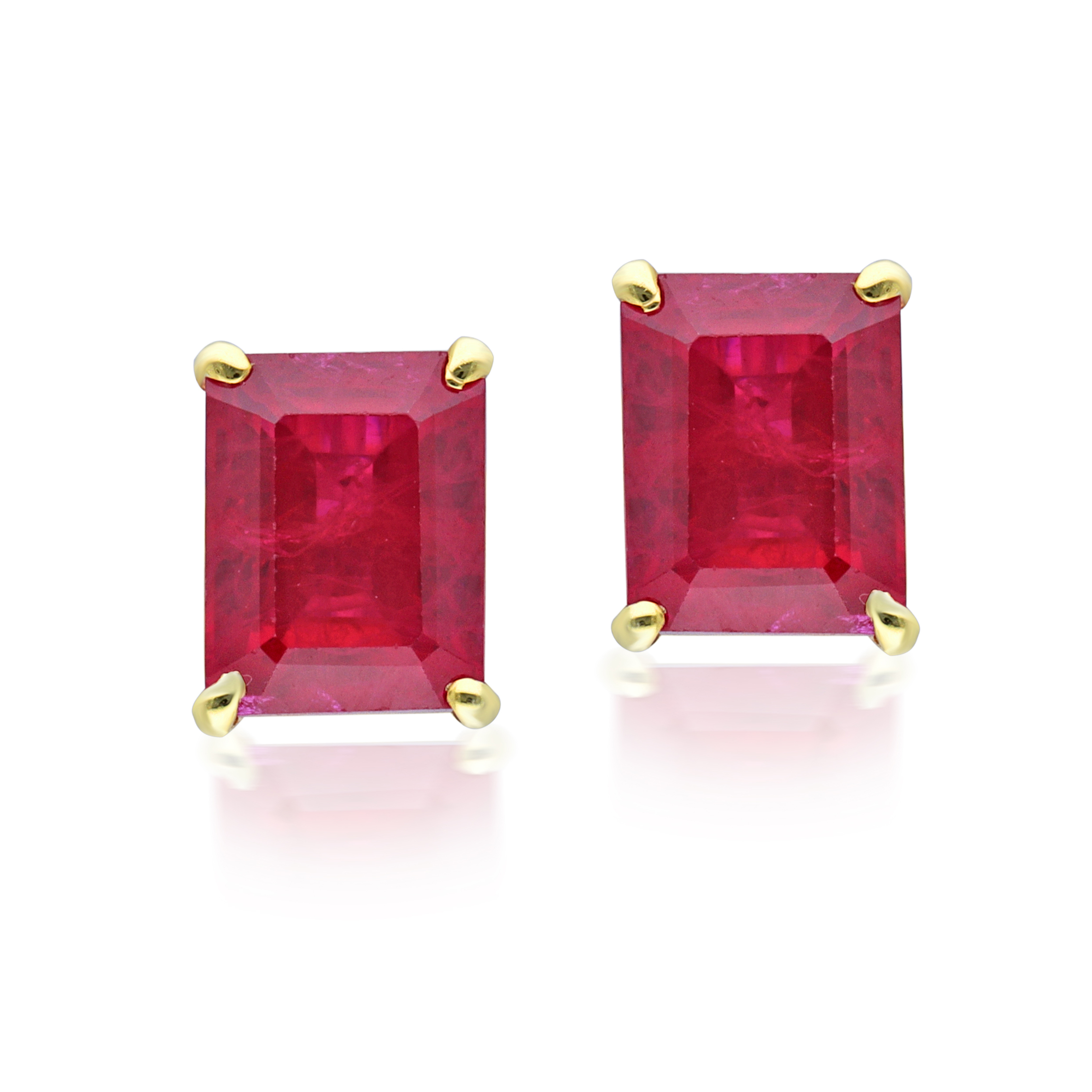 Ear Studs in Man-Made Red Rubies