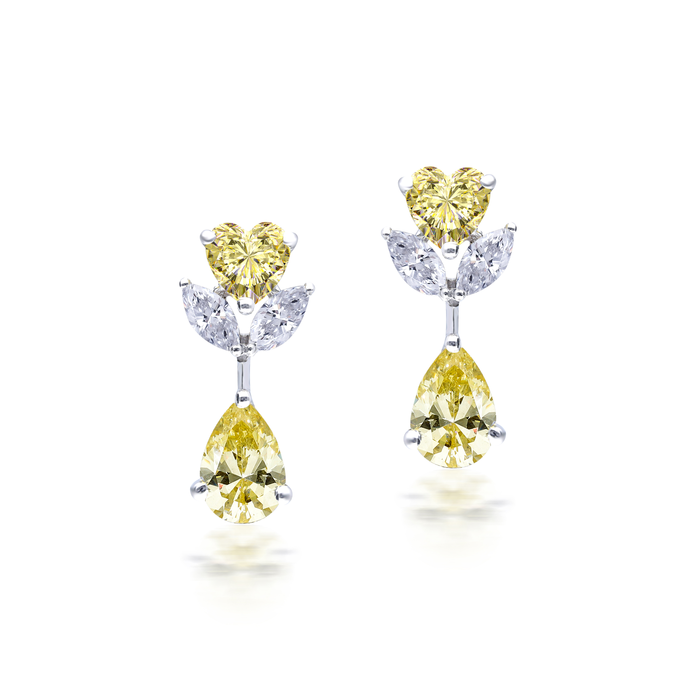Classic Earrings in White & Yellow Swarovski Zirconia Stones