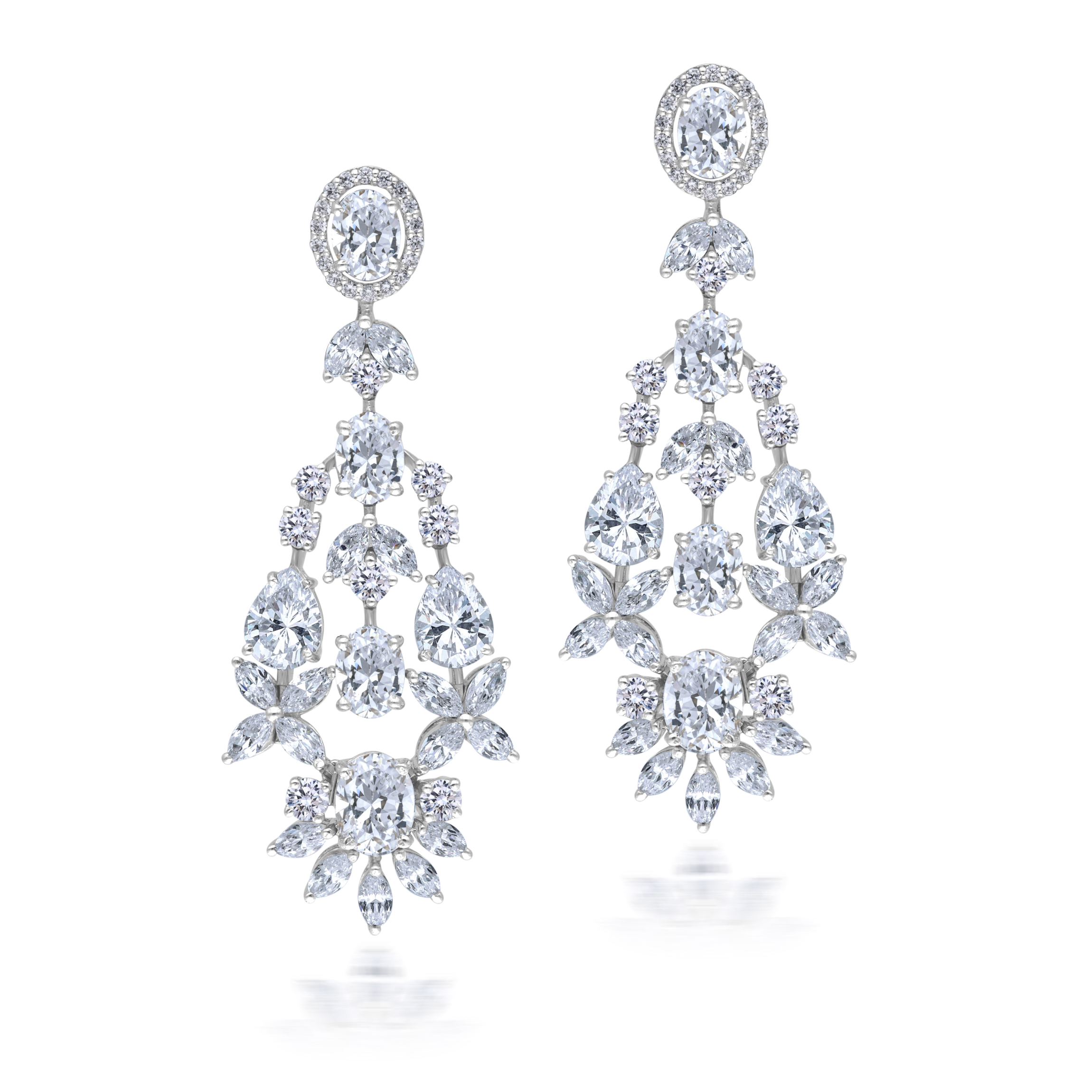 Earrings in Multi Shaped White Swarovski Zirconia Stones