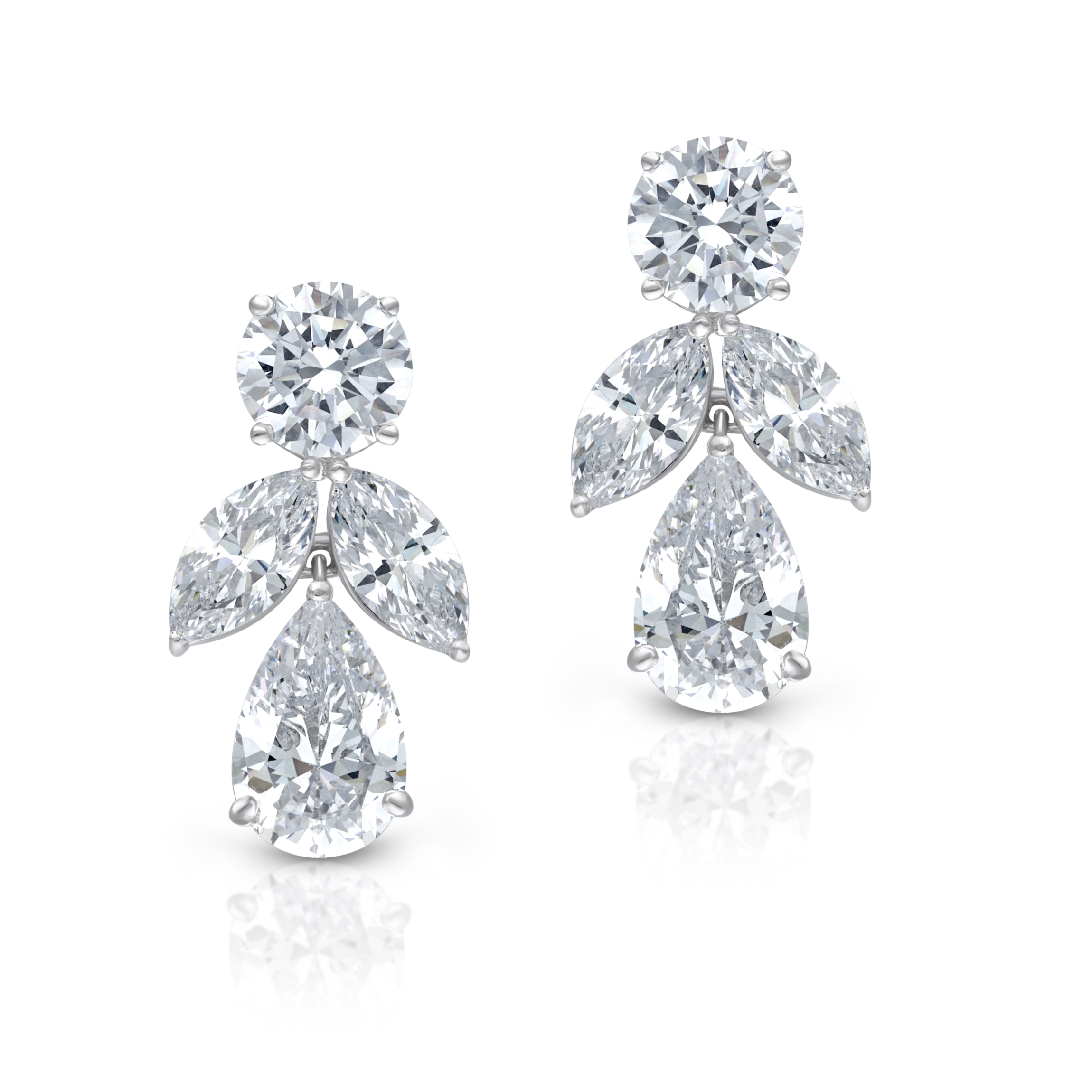Earrings in Multi Shaped White Swarovski Zirconia Stones