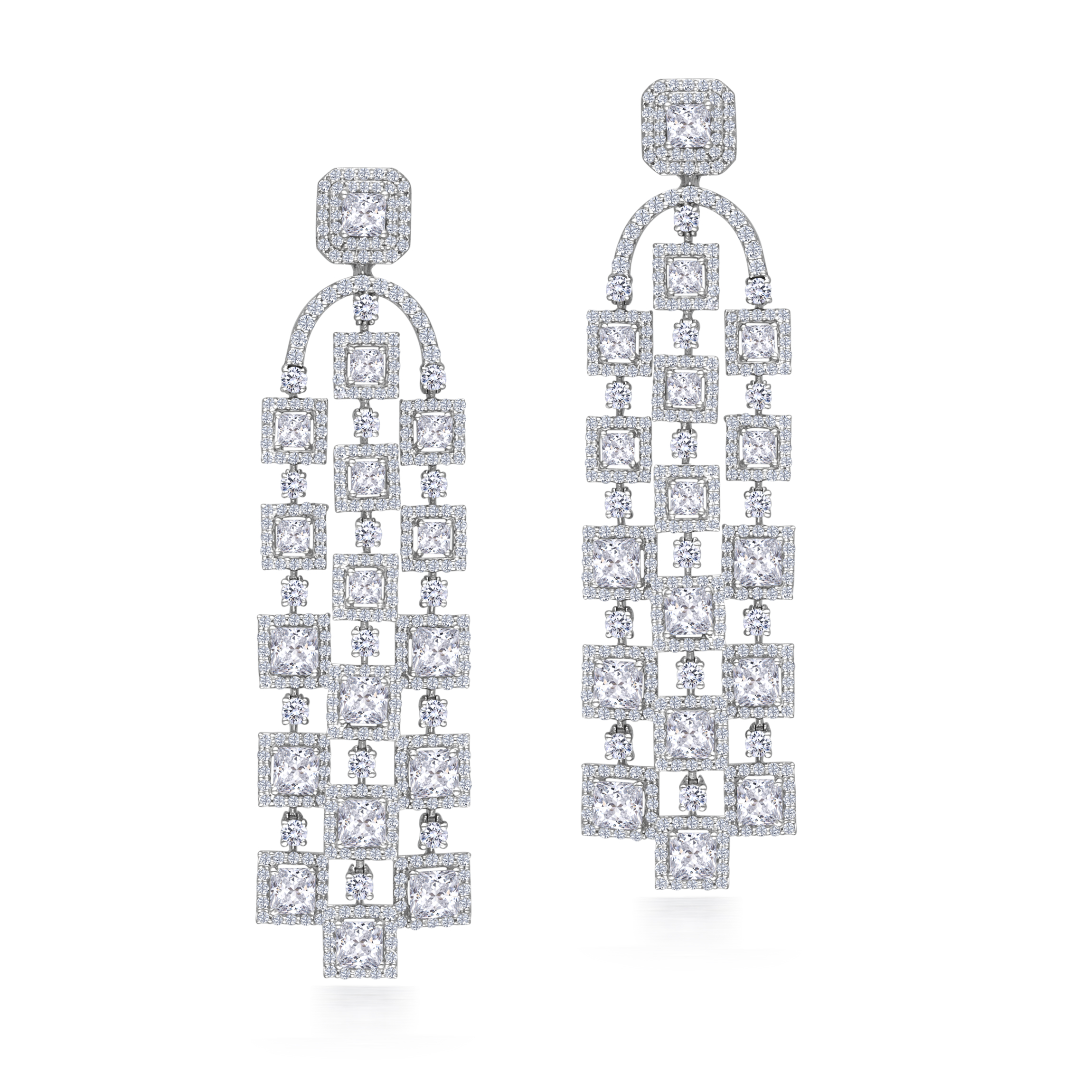 Bridal Earrings in White Swarovski Zirconia Stones