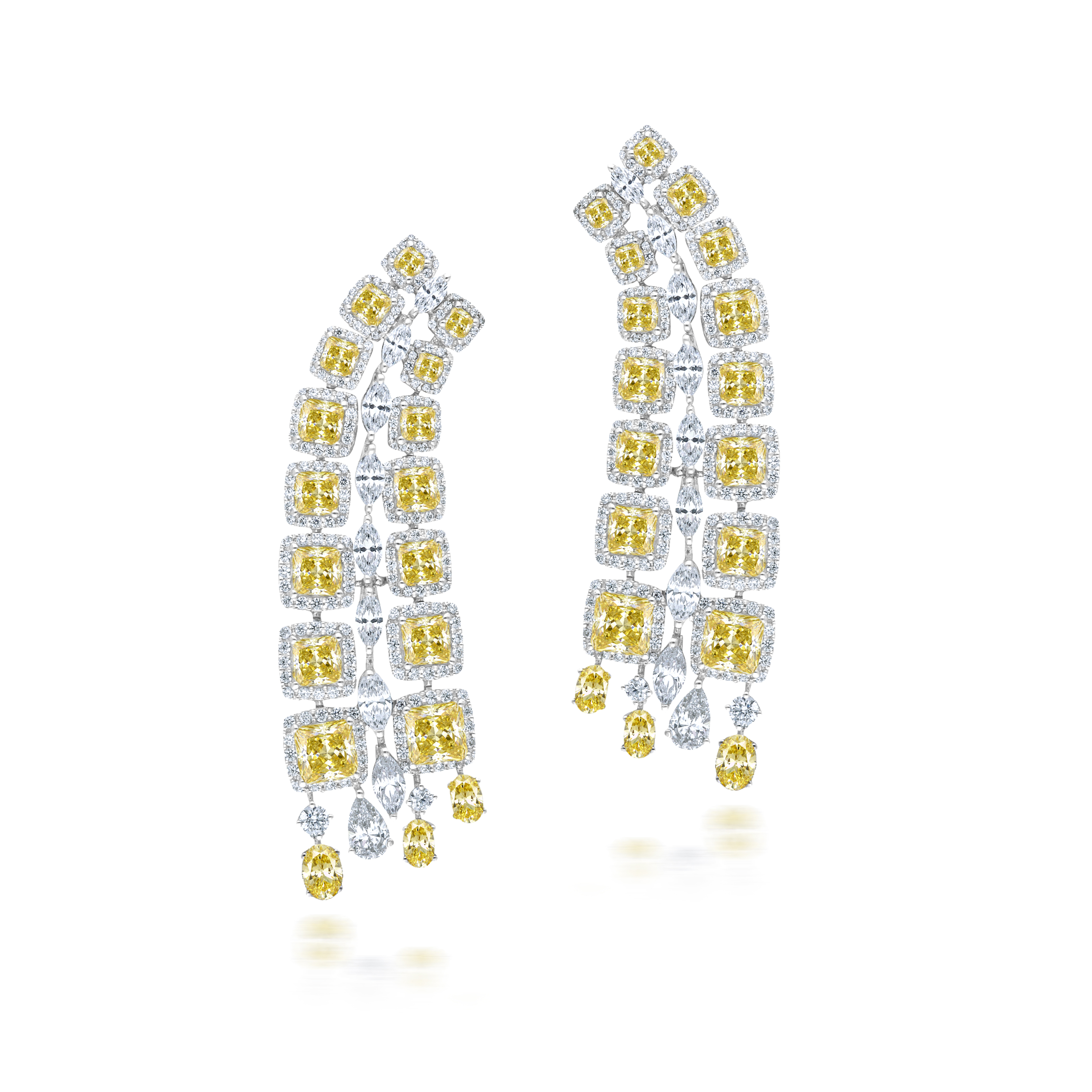 Bridal Earrings in White & Yellow Swarovski Zirconia Stones
