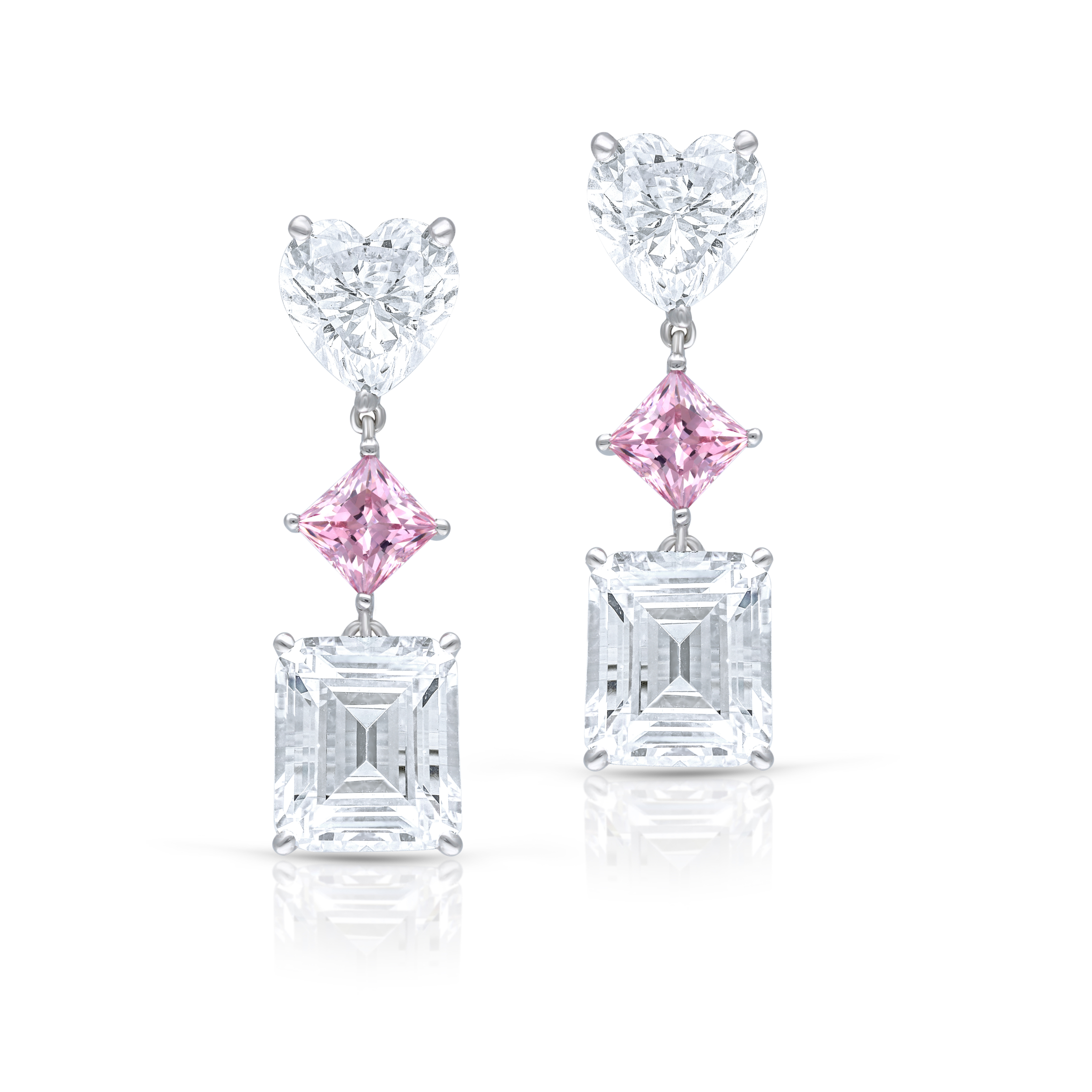 Classic Earrings in White & Pink Swarovski Zirconia Stones
