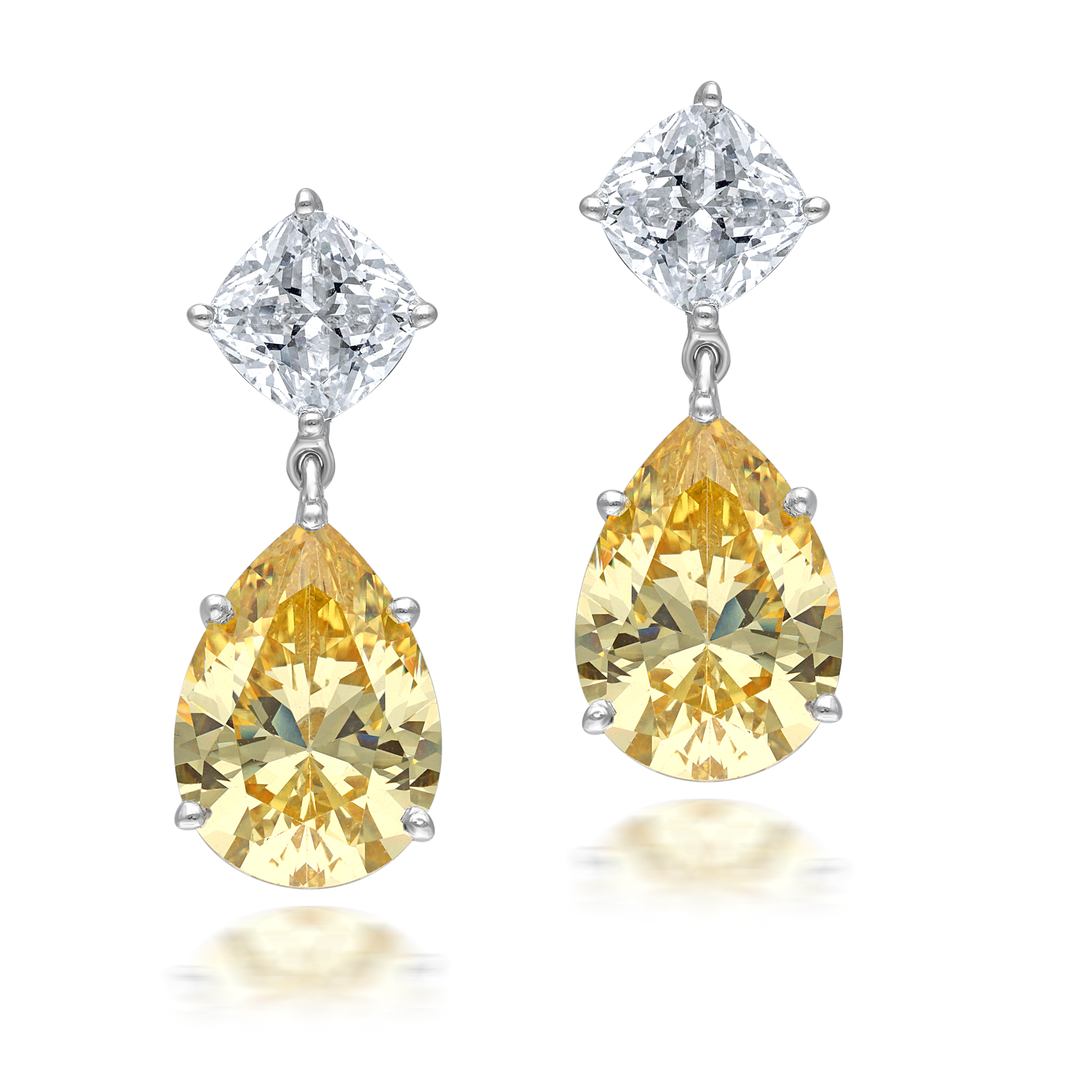 Classic Earrings in White & Yellow Swarovski Zirconia Stones