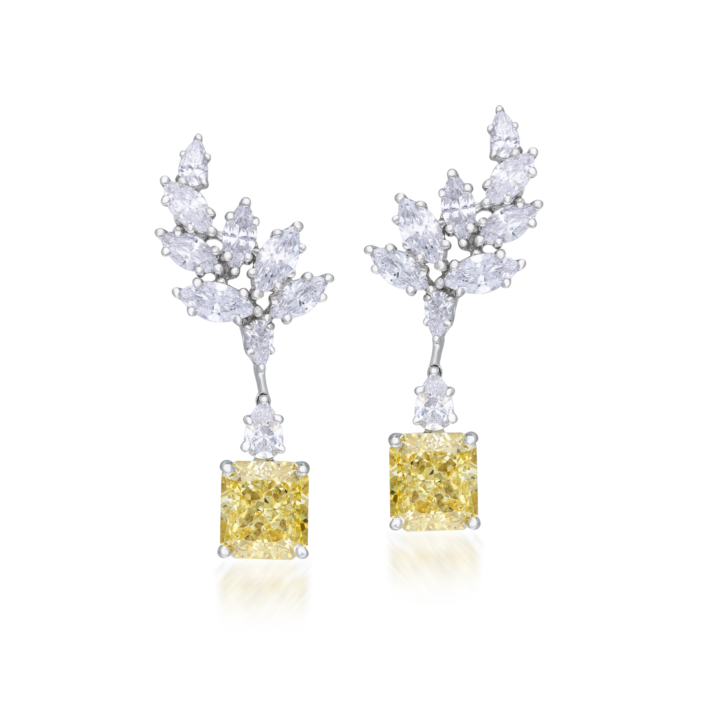 Classic Earrings in White & Yellow Swarovski Zirconia Stones