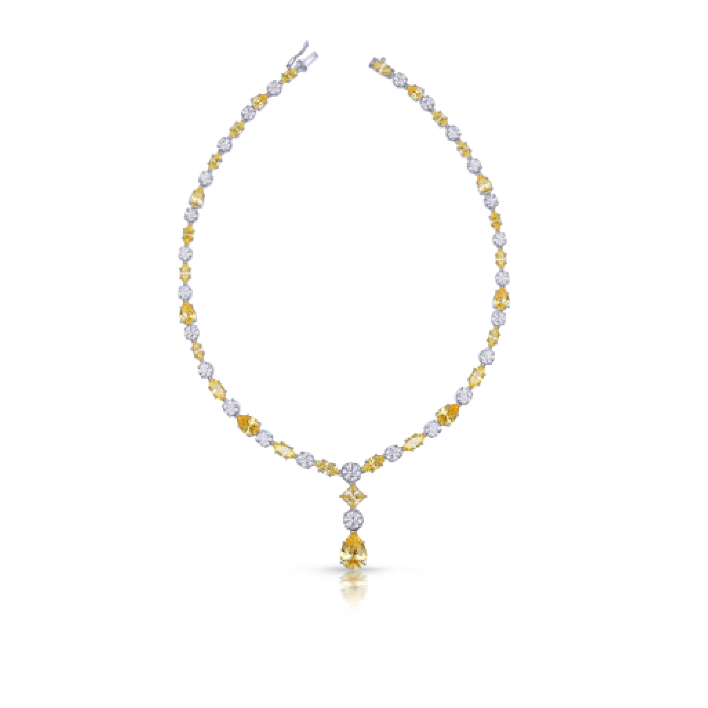 Necklace in Multi Shaped White & Yellow Swarovski Zirconia Stones